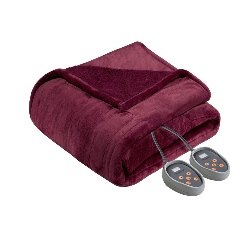 Twin Red Fleece Reversible Heated Blanket