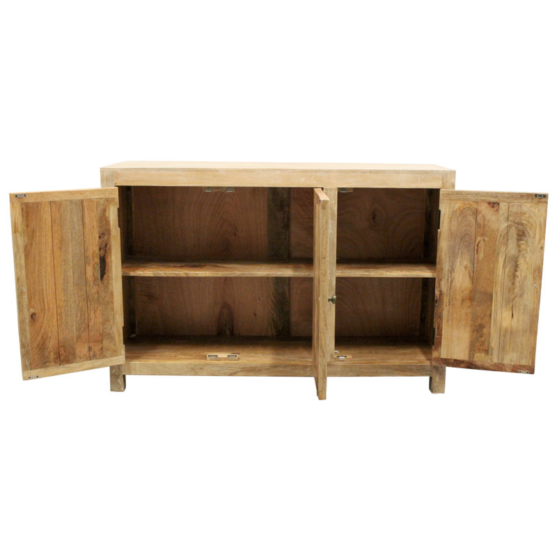 Bronstein 54" 3-Door Solid Wood Sideboard In Natural Finish