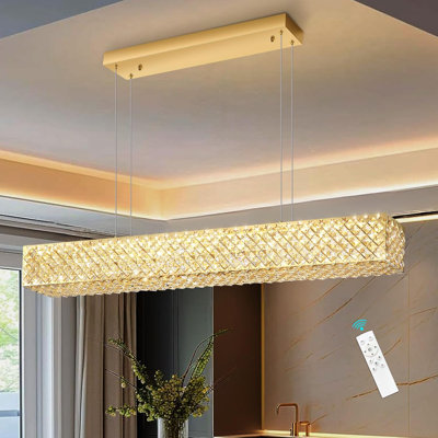 Glam Rectangular Dimmable Led Crystal Chandelier