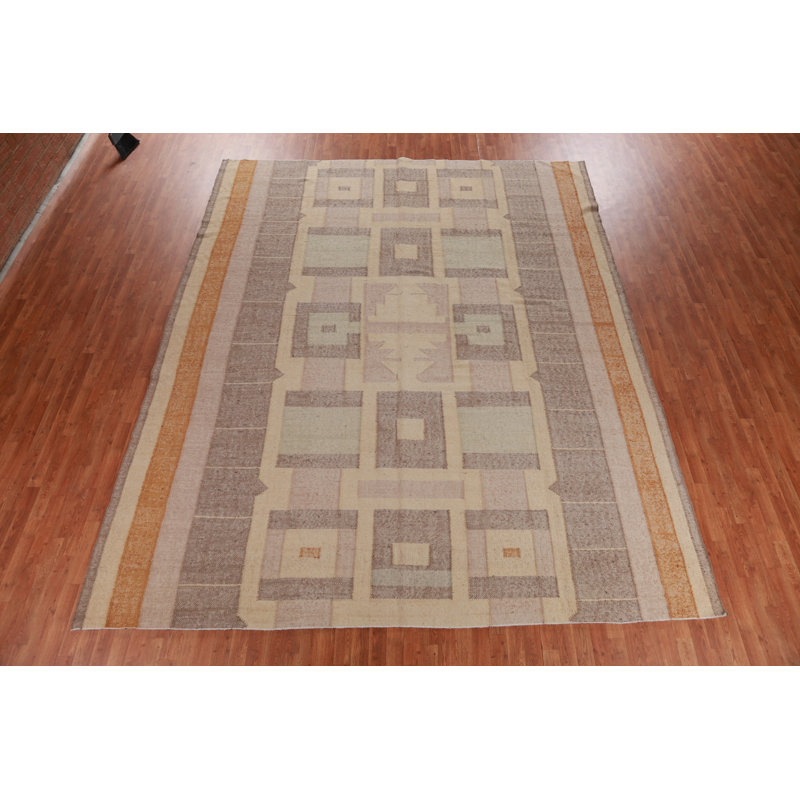 Tapis turc en jute terre moderne Kilim 10 x 13