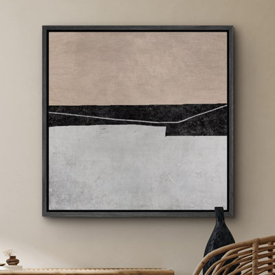 «Black Stripe Brown Grey Color Blocks Abstract Shapes Modern Art Decorative Contemporary Minimal», impression sur toile