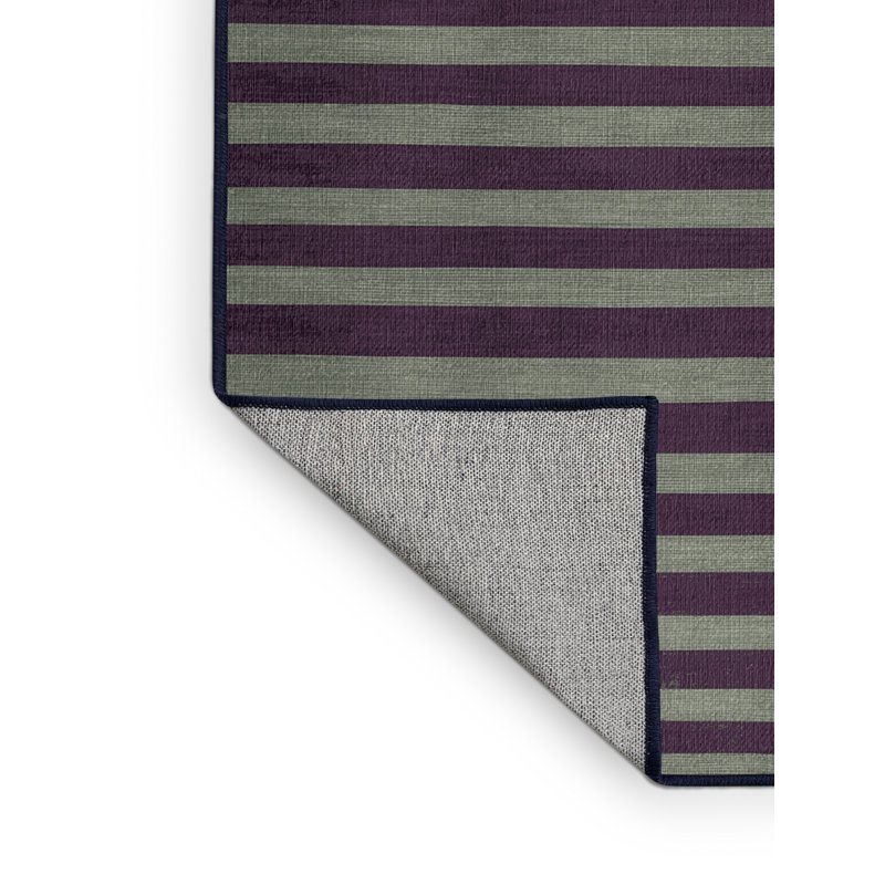 Tapis mauve à rayures horizontales lavable à la machine, Carré 5 pi