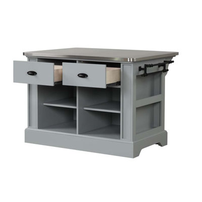 Urrur Kitchen Island, Gray Finish