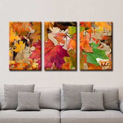 Impression d’art graphique sur toile tendue « automne XX »-3 pièces