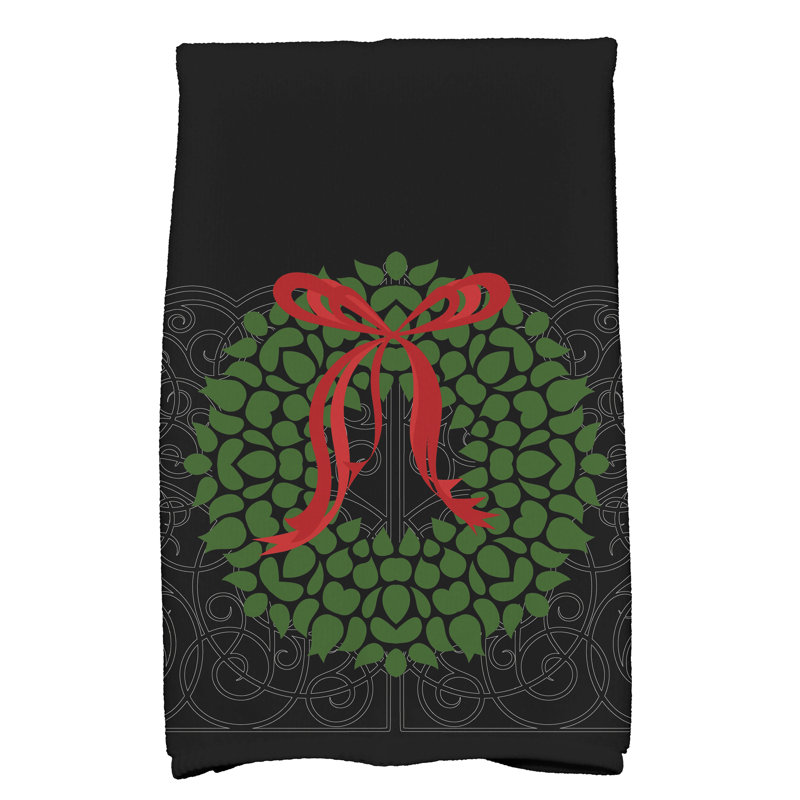 Hennessy Floral Tea Towel Kitchen Towel, Black