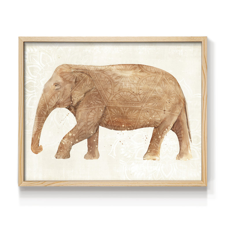 Éléphant sagesse II - reproduction encadrée - réarmable, Naturel, H 11 po x l 14 po