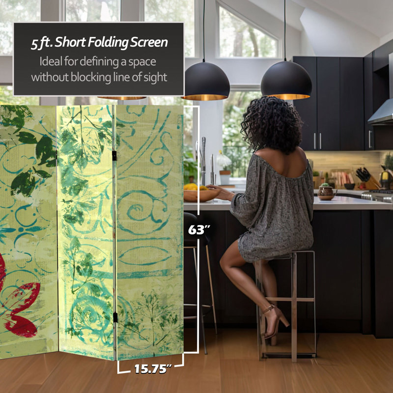 Écran d'art pliant 5,25 pi de hauteur, Vert