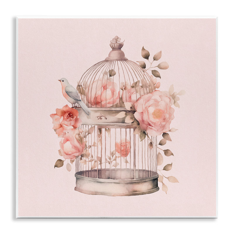 Bird Cage with Rose Blooms Wall Plaque Art by Andrea Haase