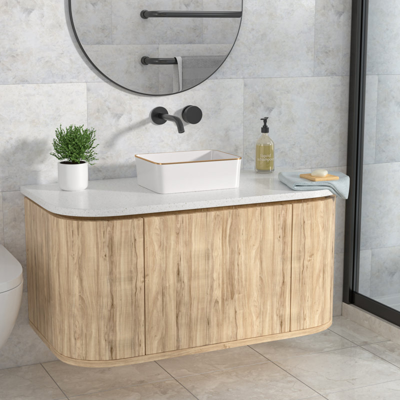 16" x 12" White Ceramic Rectangular Vessel Bathroom Sink with Gold Trim - Modern Above-Counter Vanity Basin for Contemporary Bathrooms