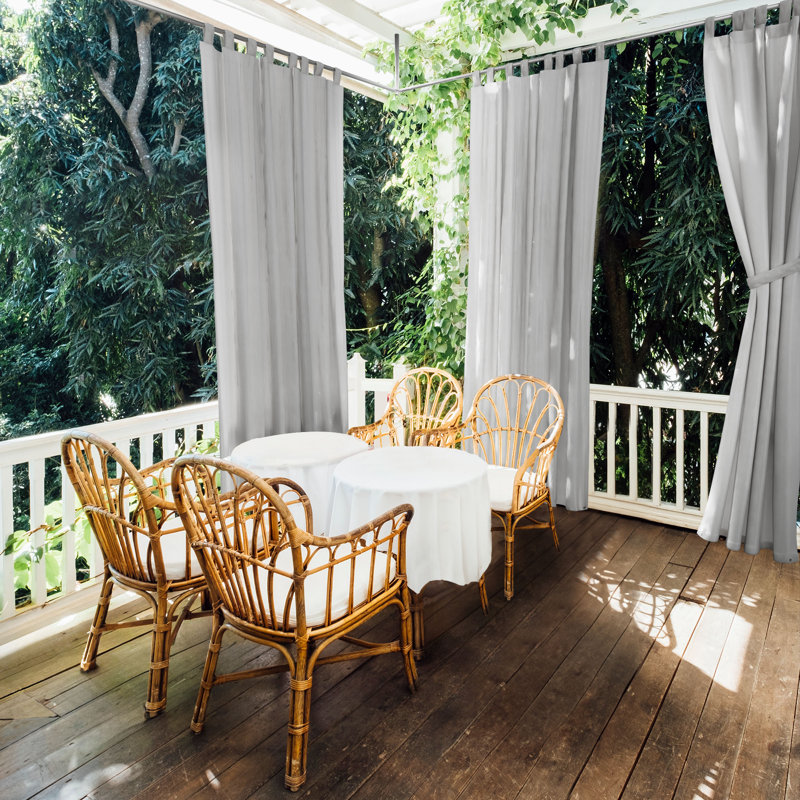 Antina Outdoor Solid Single Curtain Panel, Ash Grey, 52" W x 96" L