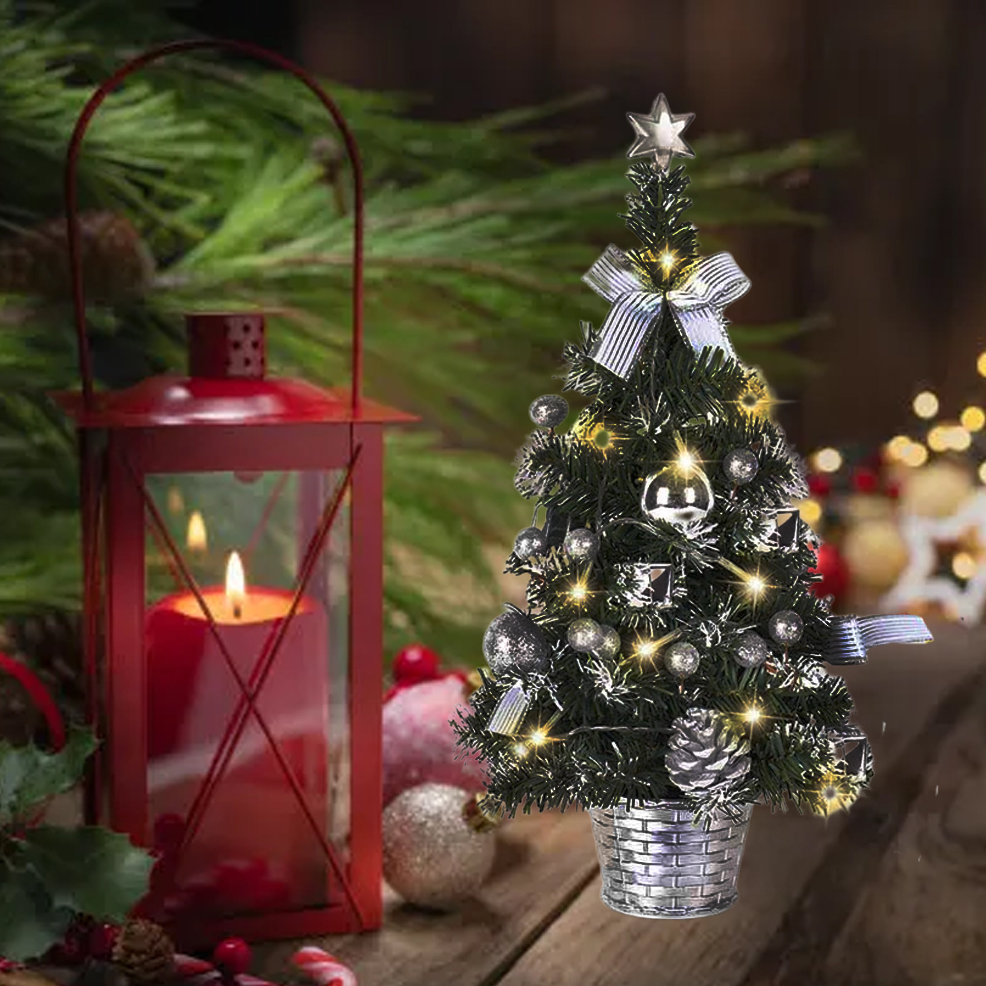 HOSSEJOY Mini Table Christmas Tree with Light | Wayfair