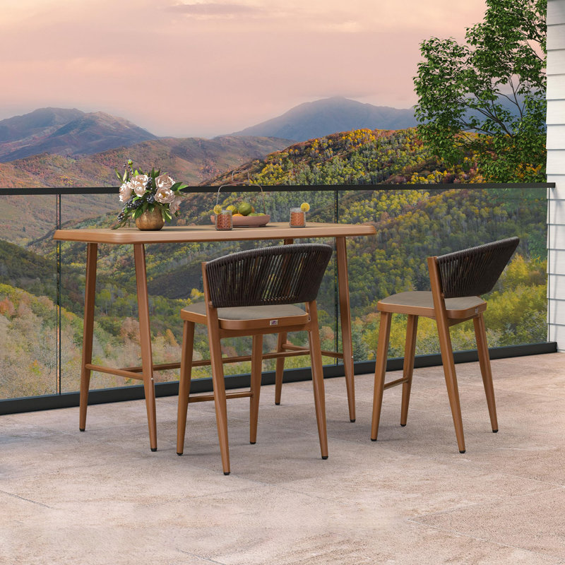 Ritva 2 - Person Patio Dining Set with Rectangular Table , Cushions Included