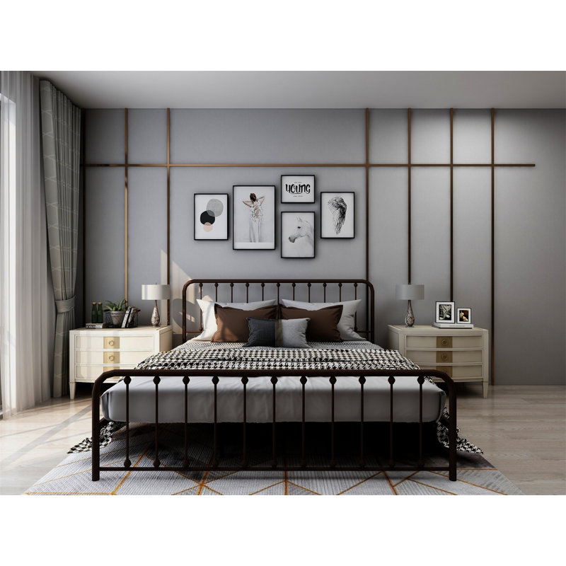 Keyesport Metal Platform Bed, Full/Double, White