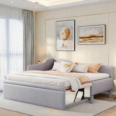 Upholstered L-shaped Upholstered Daybed With Pop Up Trundle