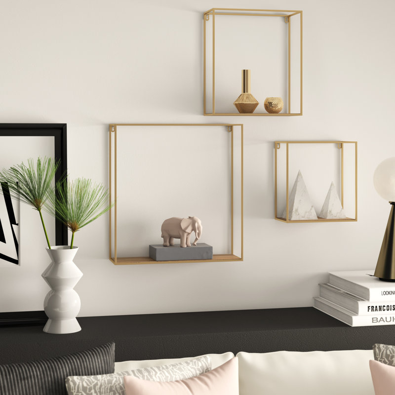 Christerphor 3 Piece Bracket Shelf, Gold