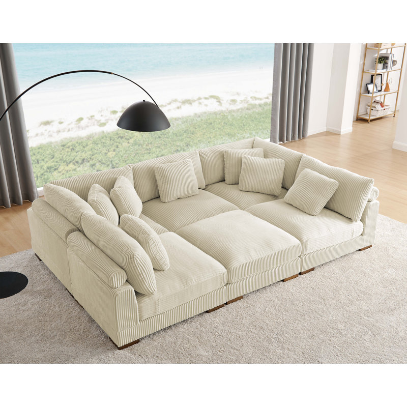 Canapé modulaire Barcombe, Velours côtelé beige
