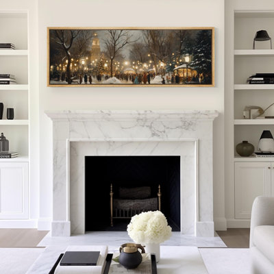 Christmas Holiday Celebration Christmas Winter Snow Landscape Holiday Artwork, Christmas Gift Pictures, Giclee Canvas Digital Print Extra Large Framed Wall Art