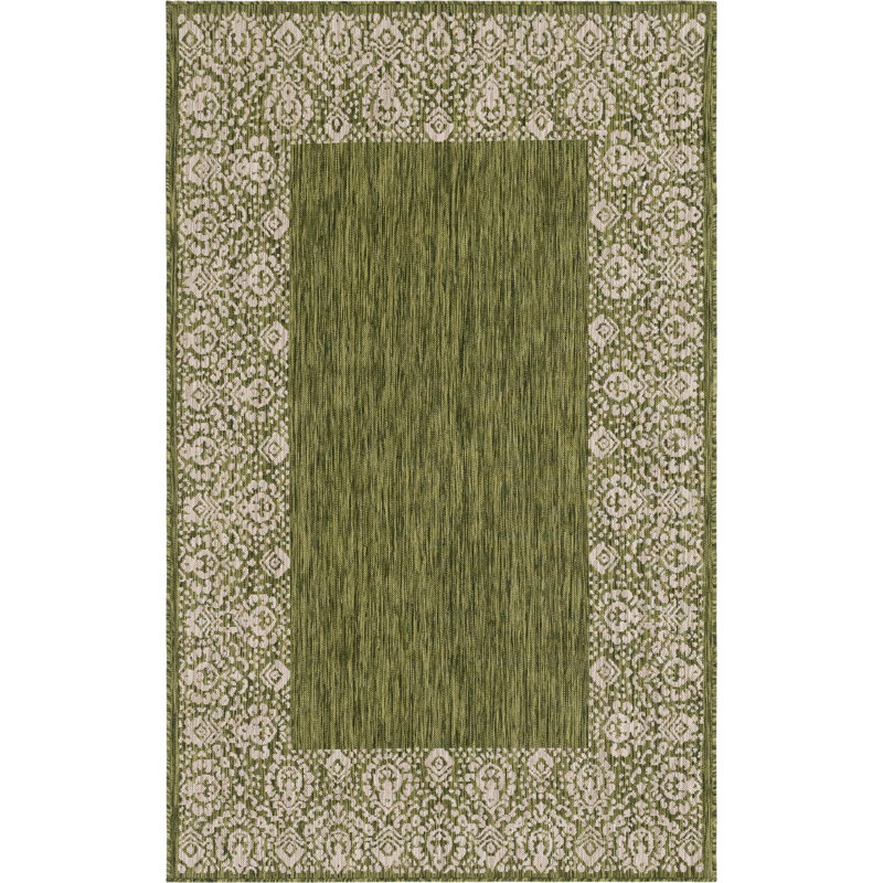 Tapis d'intérieur / extérieur vert Finbar, Rectangle 5 pi 3 po x 8 pi