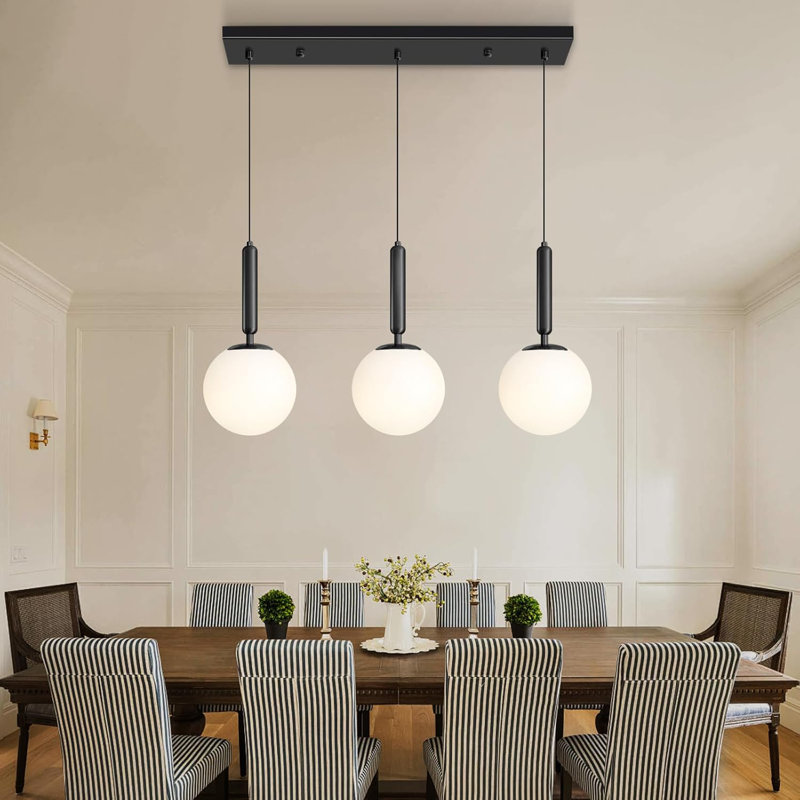 Lustre moderne en verre moderne, Noir mat