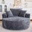Fauteuil d'appoint gris rond et pivotant en chenille de 360 po, canapé moderne moelleux pour le salon, la chambre à coucher, la salle de lecture et le salon, avec profondeur de 55,14 po de largeur, 32,82 po de hauteur et 85 lb de poids-161193736