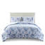 Housse de couette simple / simple TG avec rayures florales rétro, microfibre, lavable à la machine, 2 taies décoratives en microfibre et rayé TG
