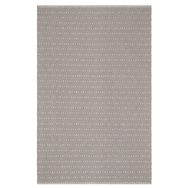 Optic Diamond Grey/Ivory Handwoven Cotton Rug, Rectangle 5' x 8'