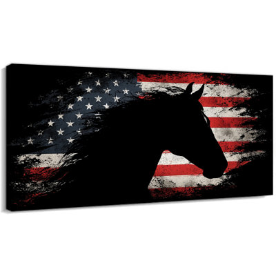 Patriotic Wall Art, American Flag Wall Art, Horse Americana Wall Decor, 4th of July Wall Art, Patriotic Canvas Wall Art for Living Room or Office, American Flag Picture Ready to Hang