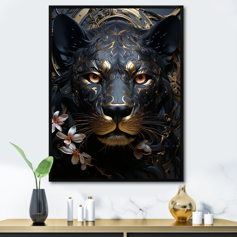 Golden Panther Majesty I, Cadre flottant noir, H 32 po x l 24 po