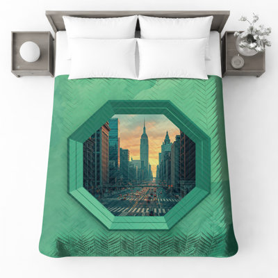 Couvre-lit matelassé Cityscape Through Octagon