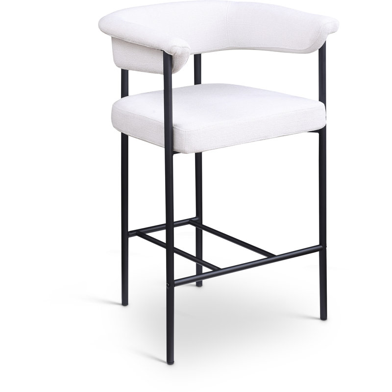 Tabouret de comptoir Malin, Tissu crème texturé en lin