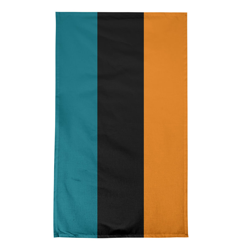 Anaheim Stripe Tea Towel Kitchen Towel, Poly Twill, Deep Pacific Teal/Black/Burnt Orange