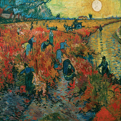 «Red Vineyard Near Arles, 1888» par Vincent Van Gogh, reproduction d'art sur toile tendue