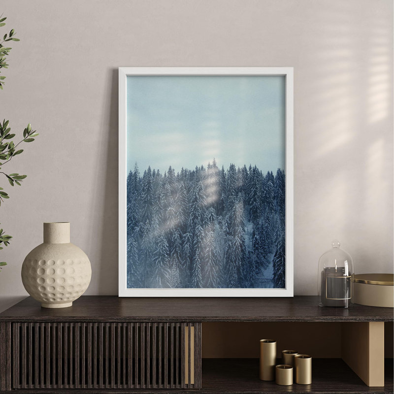 «Woodland Nursery Decor aérienne hiver pin forêt nature petit décor œuvre d'art moderne», Blanc, H 10 po x l 8 po