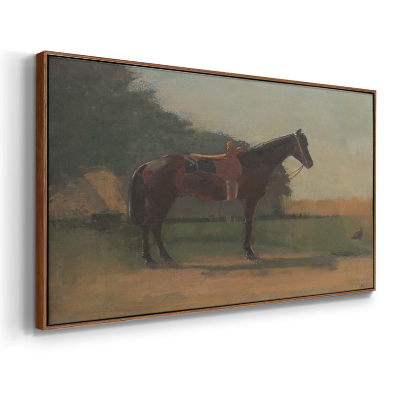 Cheval de selle - Toile tendue avec châssis encadré - Prêt à être accroché, H 25 po x l 49 po, Noyer