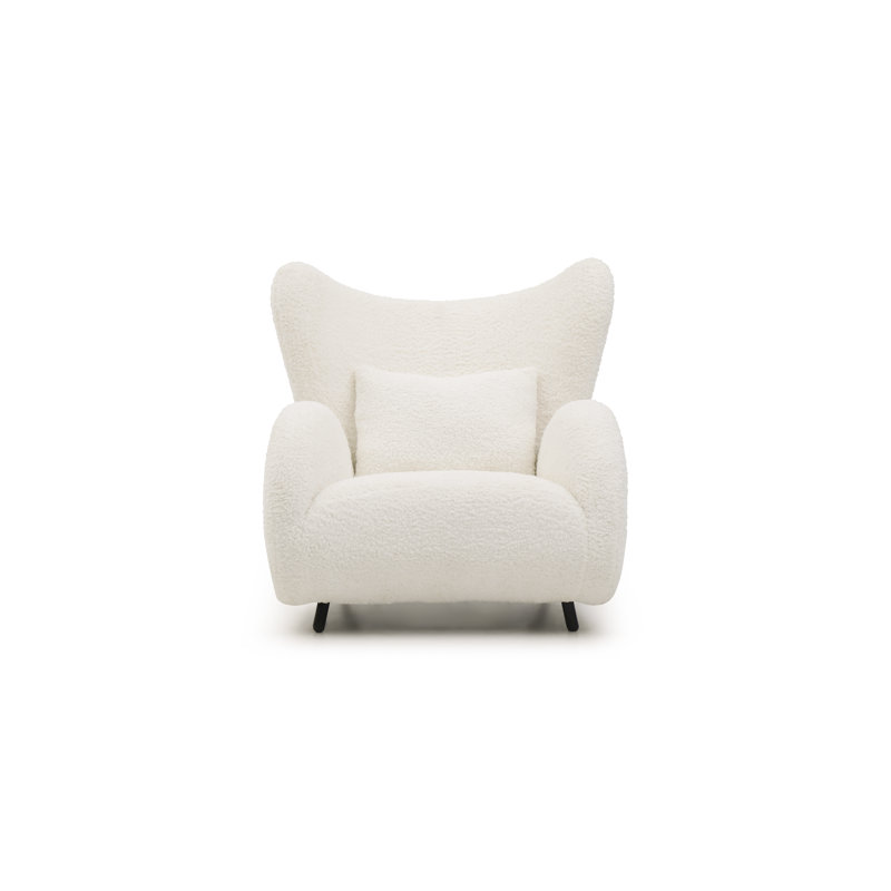Fauteuil à oreilles moderne blanc Teddy, 1