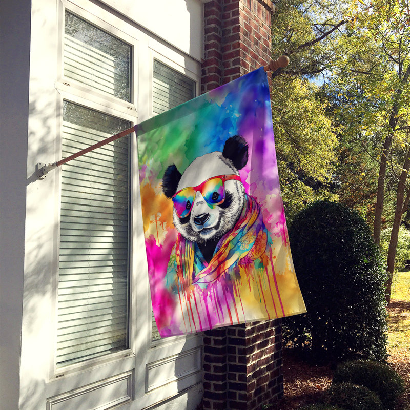 Drapeau de maison de panda hippie