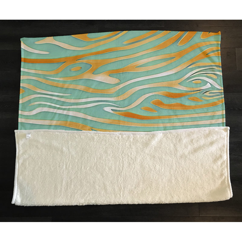 Throw Blanket, 68" W x 80" L, Striped/Abstract, Blue/Orange