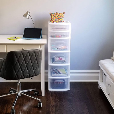 Ensemble de 2 tours de rangement HOMZ, rangement en plastique transparent avec tiroirs, contenants de rangement moyens pour dortoir, maison et bureau
