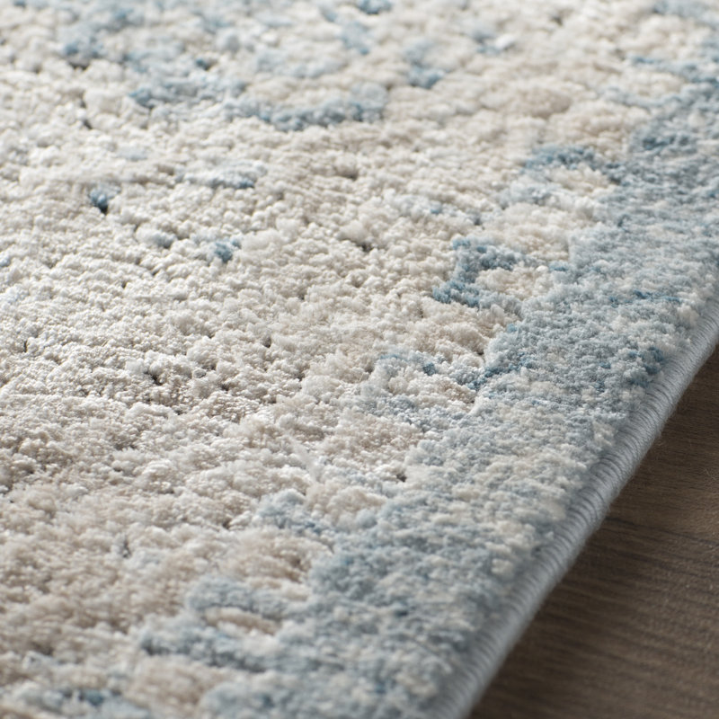 Tapis oriental en viscose bleu / beige Prager, Rectangle 10 pi x 14 pi