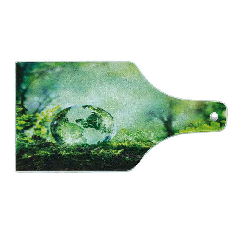 Globe terrestre en verre trempé vert forêt Ambesonne World