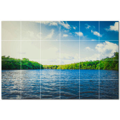 Murale en céramique satinée 8 "x 8" Lakes Photo