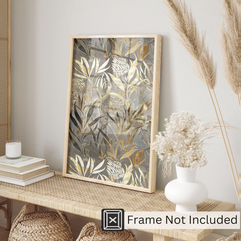 «Botanical Golden Botanicals», reproduction d'art moderne sans cadre, H 30 po x l 20 po