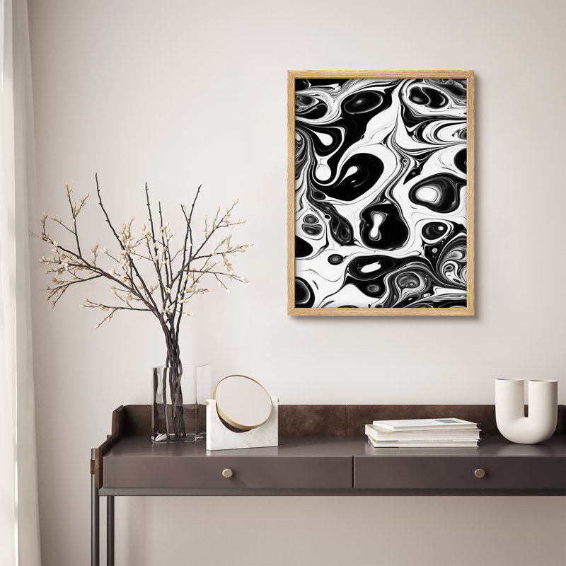 Reproduction d'art encadrée abstraite pour décoration intérieure moderne, H 10 po x l 8 po, Naturel