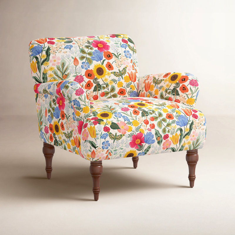 Rifle Paper Co. x Cloth & Company Bristol Armchair, Rpc Garden Party Garden Linen, Espresso
