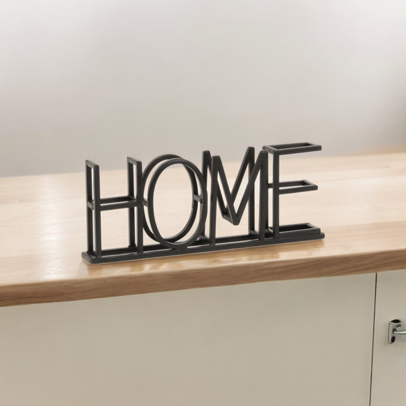 Plaque de table «Home» en métal noir Colma