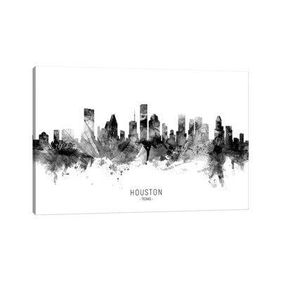 Houston Texas Skyline Name Bw by Michael Tompsett - Wrapped Canvas Gallery-Wrapped Canvas Giclée