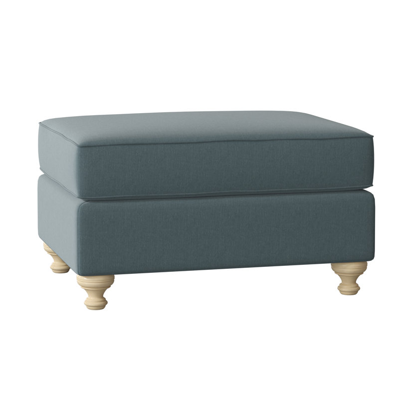 Repose-pieds rectangulaire 33 po Duckling, Sergé performance bleu Peyton 22, Tabac