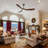 70'' 3-Blade Modern Indoor/Outdoor Ceiling Fan with LED Light & Remote – High CFM Quiet DC Motor, Solid Walnut Wood Propeller Design | Standard Light Kit Included, Ideal for Patio, Coastal & Farmhouse Spaces-1062692221