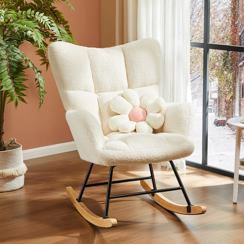 Chaise d'appoint berçante Kaelyb , H 38,98 po x l 27,56 po x P 33,46 po, Beige