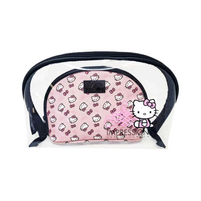 Hello Kitty 2 PCs Nested Clutch Set, Water Resistant Zippered Travel Makeup Organizer